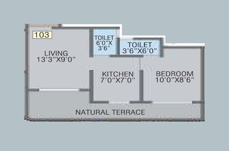 Floor plan of 1 BHK 357 Sq. Ft. Apartment in Om Fair Township, Palghar