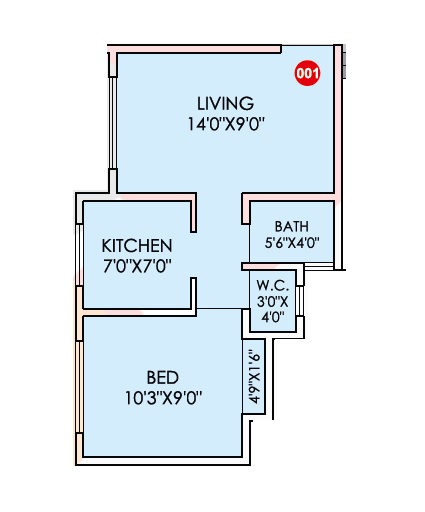 1 BHK 304 Sq. Ft. Apartment in OM GM Thakur City