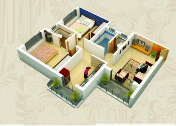 Floor plan of 2 BHK 496 Sq. Ft. Apartment in Om Shree Gayatri Park, Palghar