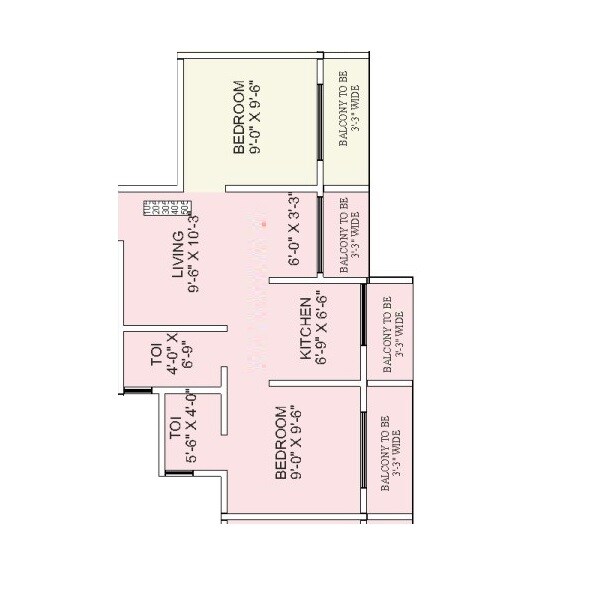 Floor plan of 2 BHK 447 Sq. Ft. Apartment in Omkar Vastu Complex, Palghar