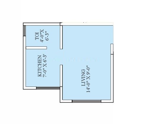 Floor plan of 207 Sq. Ft. Studio in Omkar Vastu Complex, Palghar