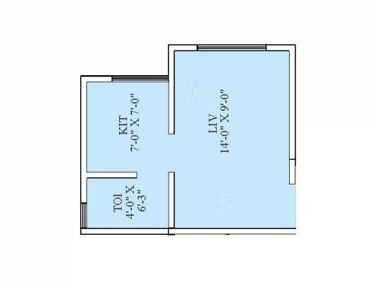 Floor plan of 208 Sq. Ft. Studio in Omkar Vastu Complex, Palghar