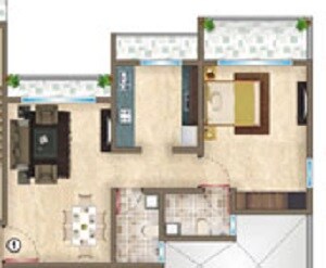 Floor plan of 1 BHK 700 Sq. Ft. Apartment in Ornate Enclave, Palghar