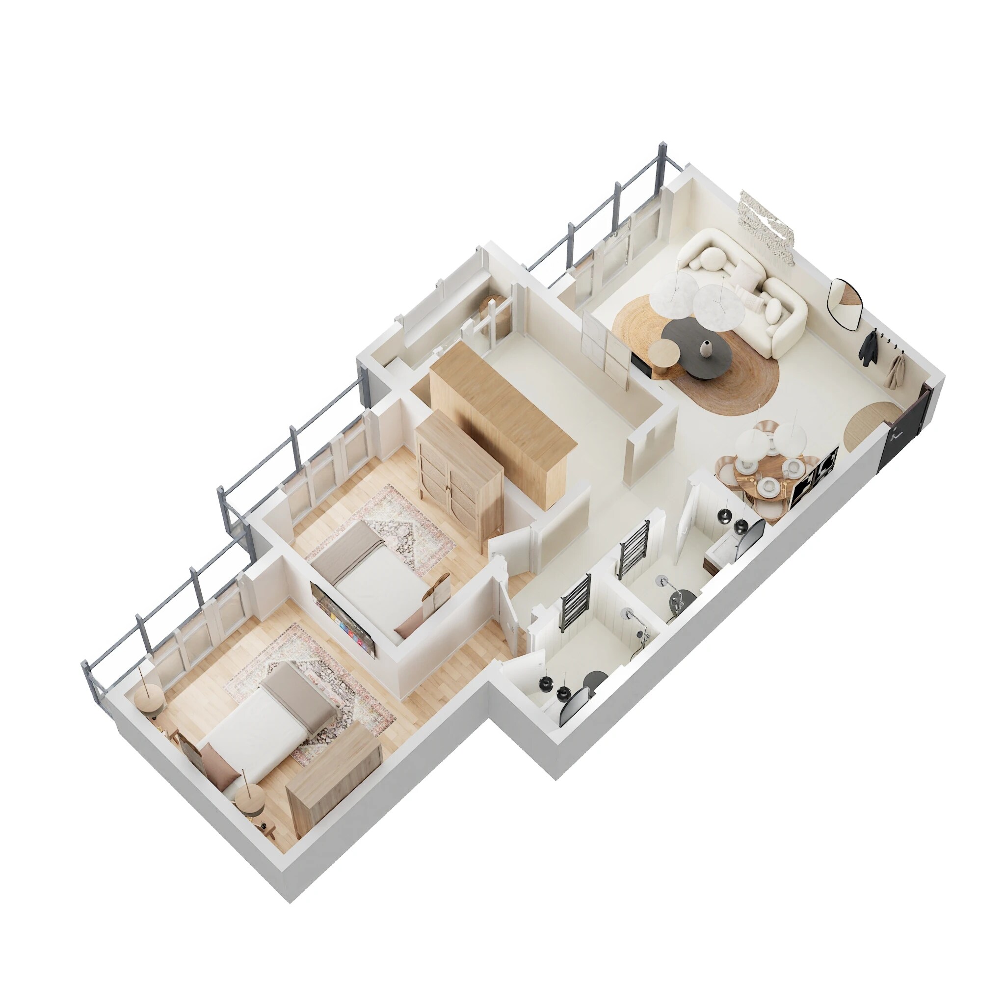 Floor plan of 2 BHK 633 Sq. Ft. Apartment in Ornate Heights, Palghar