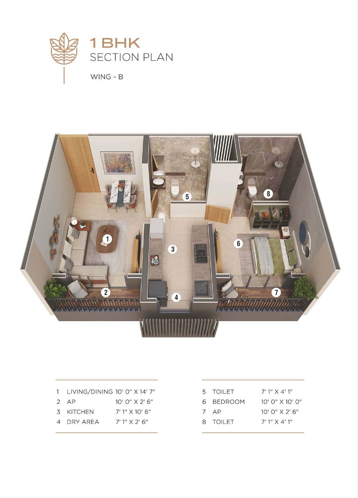 Floor plan of 1 BHK 403 Sq. Ft. Apartment in Parikh Platinum Park, Palghar