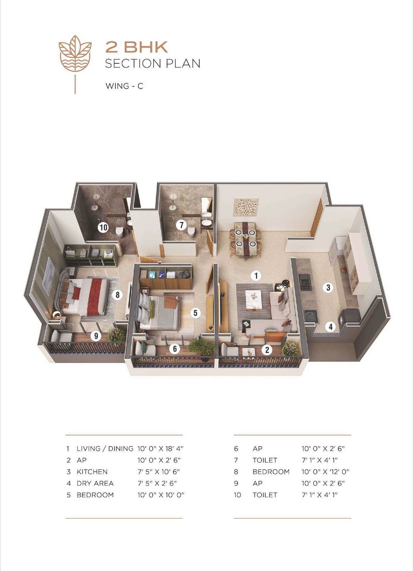Floor plan of 2 BHK 658 Sq. Ft. Apartment in Parikh Platinum Park, Palghar