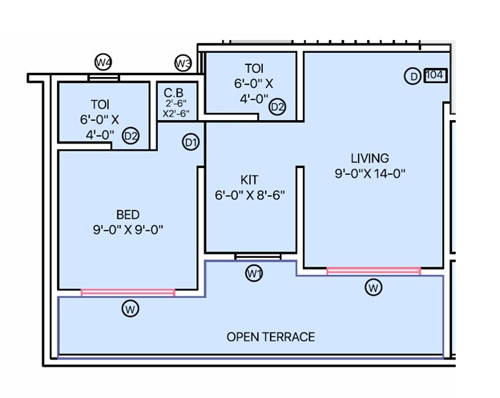Floor plan of 1 BHK 467 Sq. Ft. Apartment in Parshv Pearl, Palghar