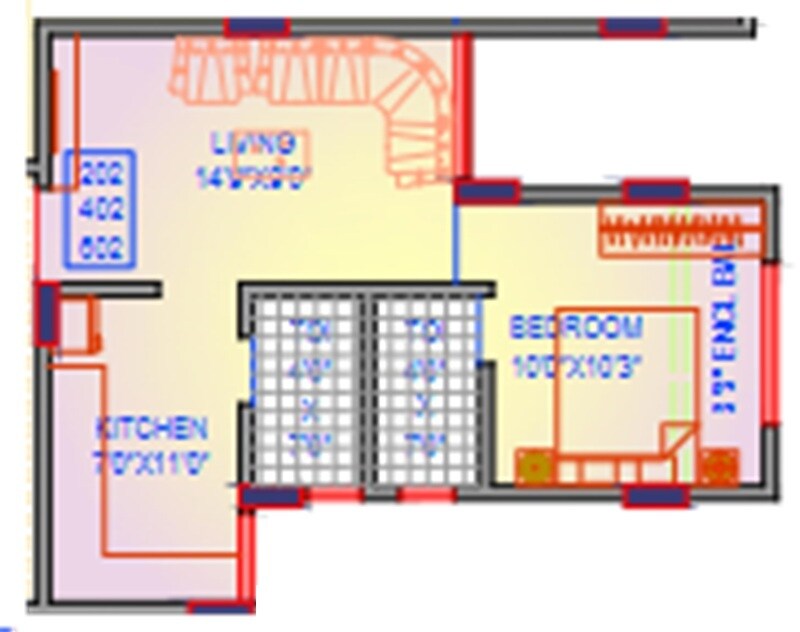 Floor plan of 1 BHK 360 Sq. Ft. Apartment in Parshva Shreepati Mahera, Palghar