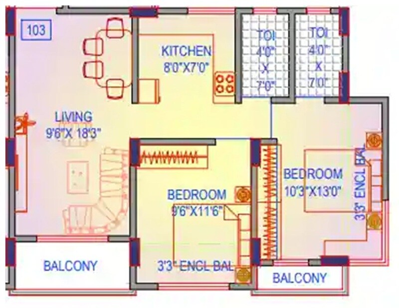 Floor plan of 2 BHK 531 Sq. Ft. Apartment in Parshva Shreepati Mahera, Palghar