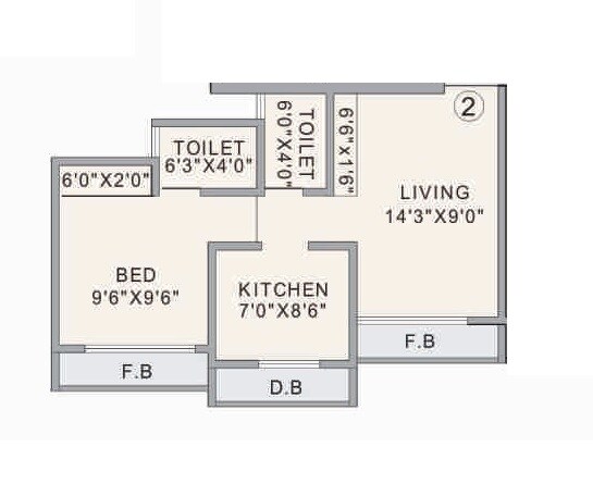 Floor plan of 1 BHK 398 Sq. Ft. Apartment in Poonam Heights Virar, Palghar