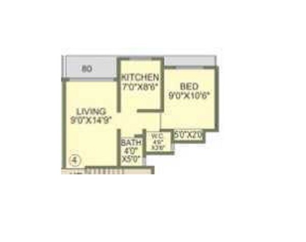 Floor plan of 1 BHK 383 Sq. Ft. Apartment in Poonam Palash, Palghar