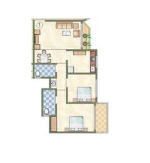Floor plan of 2 BHK 543 Sq. Ft. Apartment in Poonam Palash, Palghar