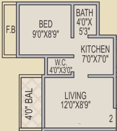 Floor plan of 1 BHK 285 Sq. Ft. Apartment in Poonam Pallazo, Palghar