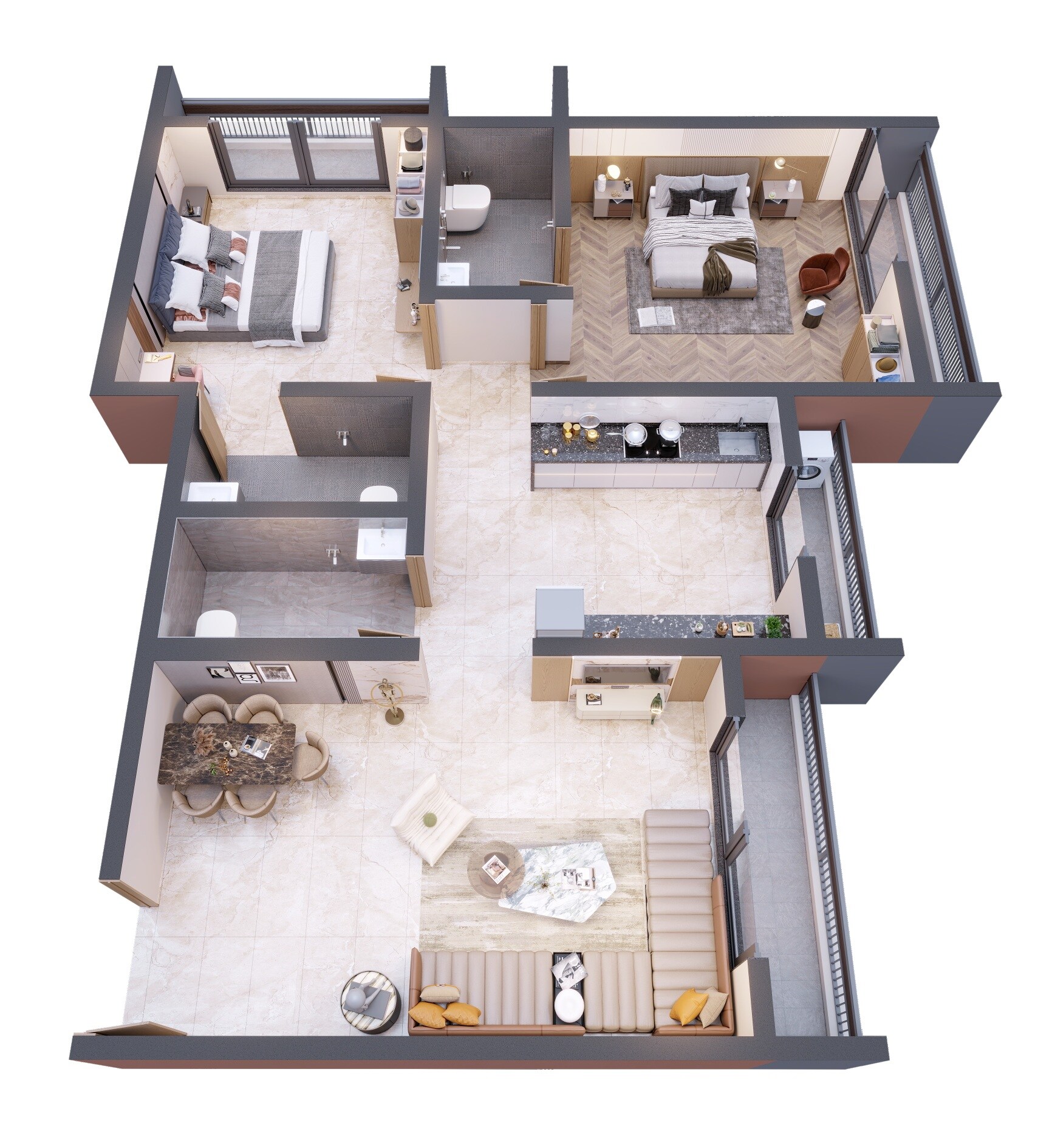 2 BHK 543 Sq. Ft. Apartment