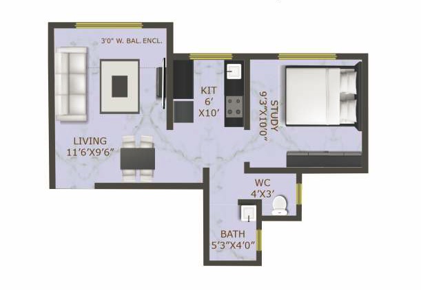 1 BHK 346 Sq. Ft. Apartment in Raajlaxmi Tower