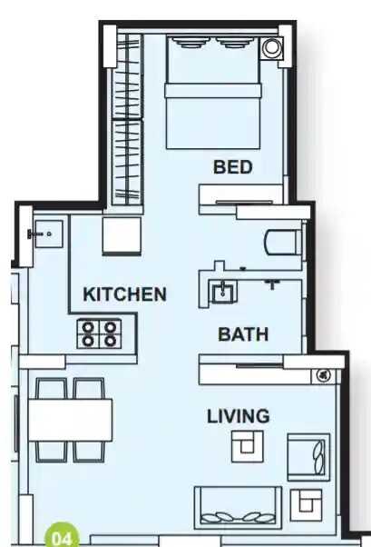 Floor plan of 1 BHK 302 Sq. Ft. Apartment in Rachna And Crystal Shanti Classic, Palghar