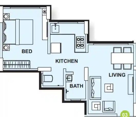 Floor plan of 1 BHK 370 Sq. Ft. Apartment in Rachna And Crystal Shanti Classic, Palghar
