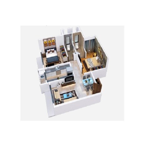Floor plan of 2 BHK 498 Sq. Ft. Apartment in Radheya Sai Enclave, Palghar