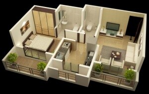 Floor plan of 1 BHK 585 Sq. Ft. Apartment in Raj Maitry Heights, Palghar