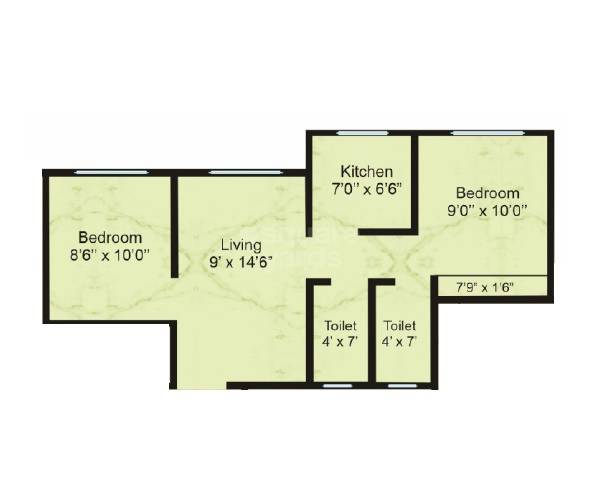 2 BHK 540 Sq. Ft. Apartment