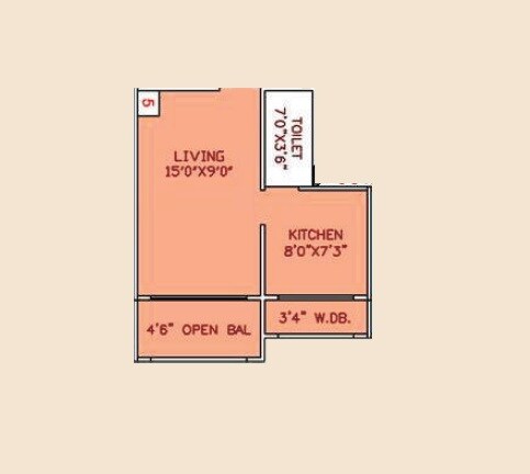 Floor plan of 187 Sq. Ft. Studio in Rajsuraksha Complex, Palghar