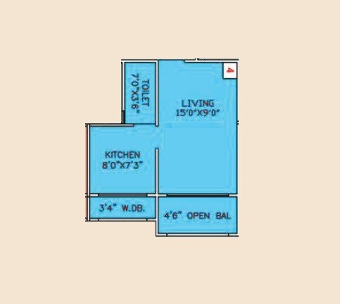 Floor plan of 237 Sq. Ft. Studio in Rajsuraksha Complex, Palghar