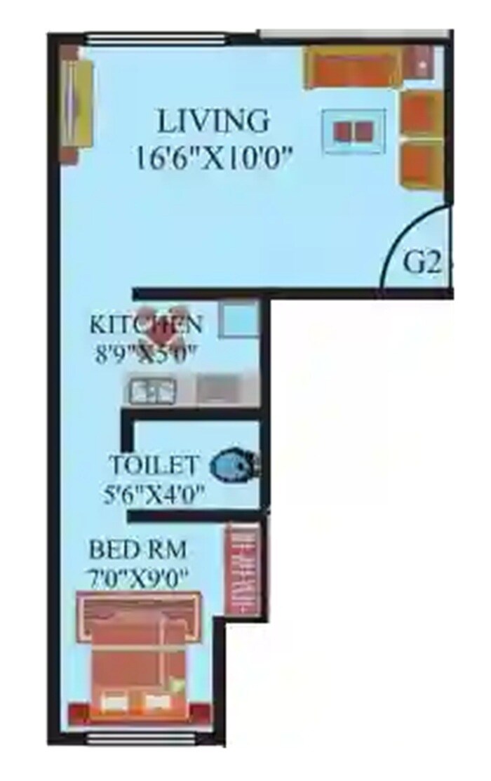 1 BHK 335 Sq. Ft. Apartment