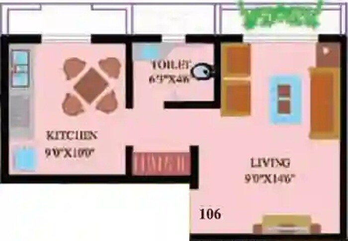 Floor plan of 210 Sq. Ft. Studio in Rakhumai Aditi Empire, Palghar