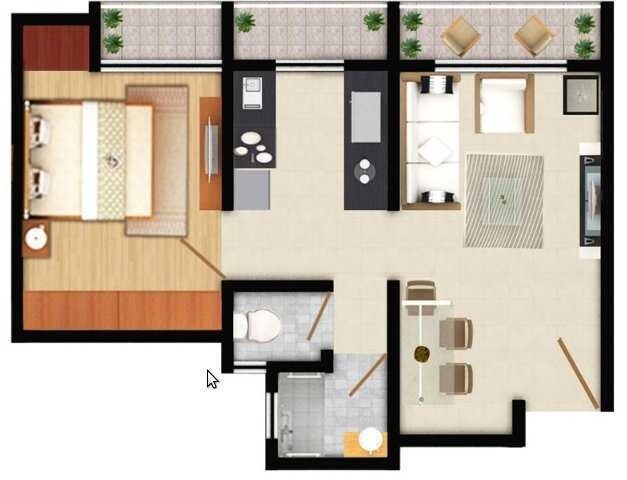 Floor plan of 1 BHK 329 Sq. Ft. Apartment in Rashmi Heights, Palghar