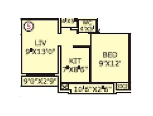 Floor plan of 1 BHK 377 Sq. Ft. Apartment in Rashmi Pink City, Palghar