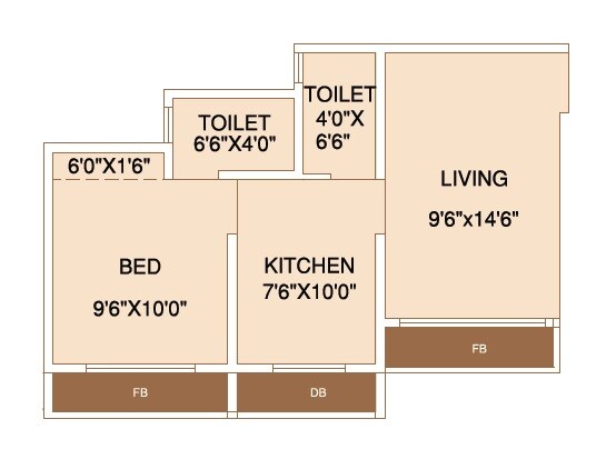 Floor plan of 1 BHK 420 Sq. Ft. Apartment in Real Emporium, Palghar