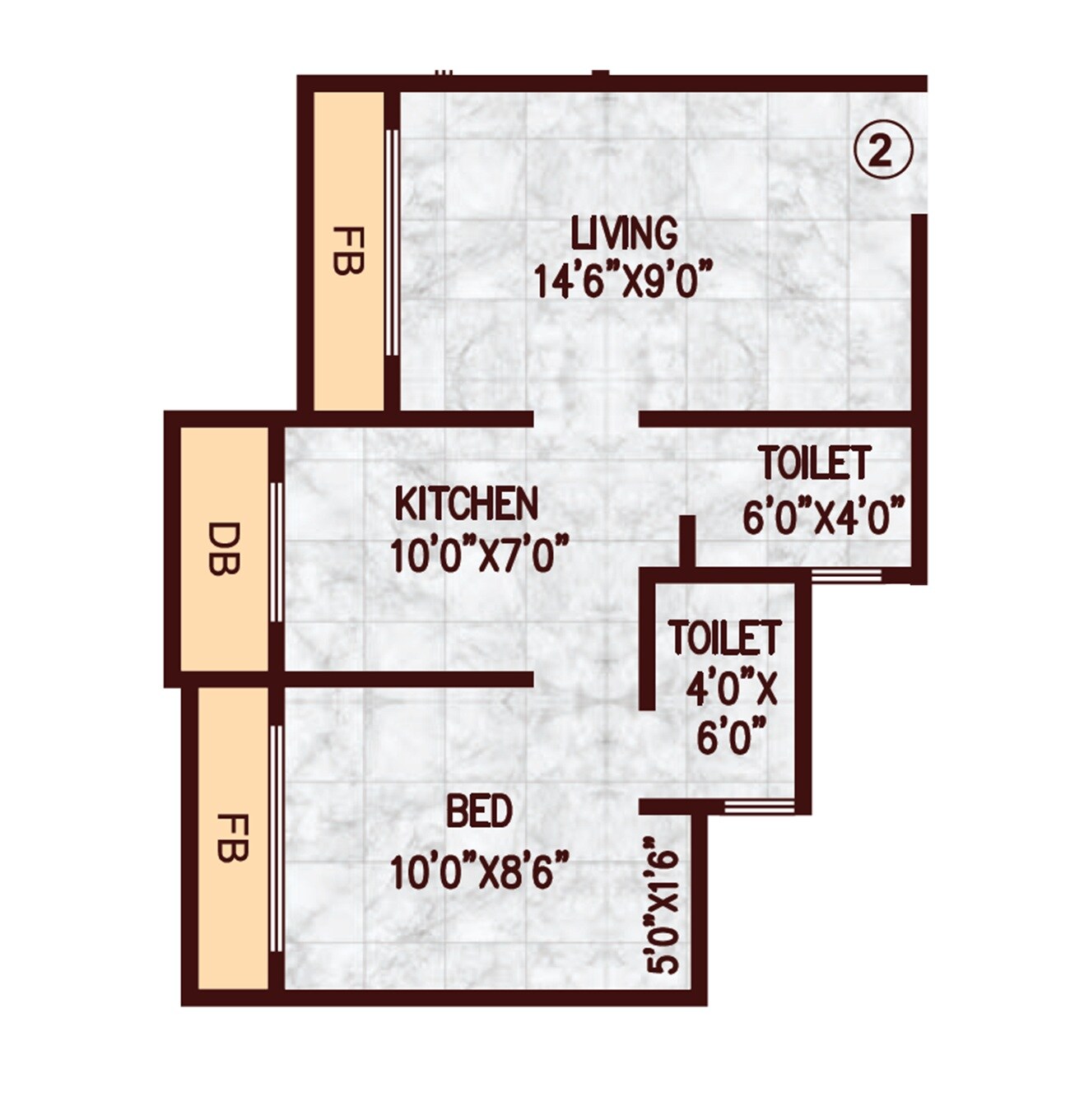 Floor plan of 1 BHK 484 Sq. Ft. Apartment in Realtech Dhananjay Heights, Palghar