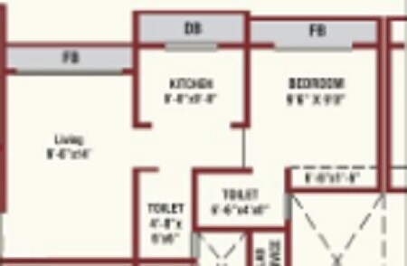 Floor plan of 1 BHK 342 Sq. Ft. Apartment in Realtech Heights, Palghar