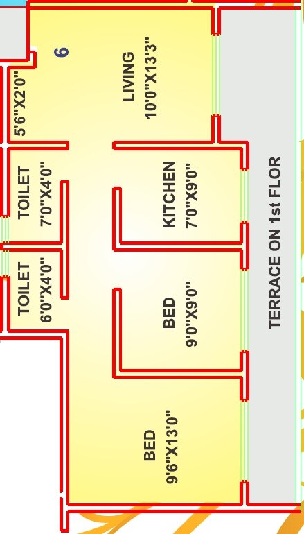 Floor plan of 2 BHK 557 Sq. Ft. Apartment in Reliable Aleen, Palghar