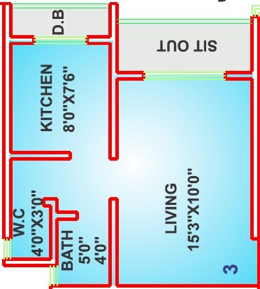Floor plan of 295 Sq. Ft. Studio in Reliable Aleen, Palghar