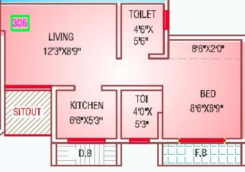 Floor plan of 1 BHK 305 Sq. Ft. Apartment in Reliable Township, Palghar