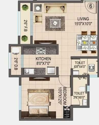 Floor plan of 1 BHK 324 Sq. Ft. Apartment in Relstruct Green Park, Palghar