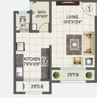 Floor plan of 254 Sq. Ft. Studio in Relstruct Green Park, Palghar