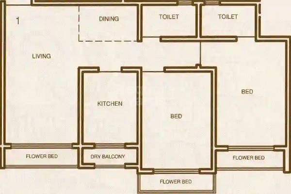 Floor plan of 2 BHK 567 Sq. Ft. Apartment in RNA NG Shree Ram Van, Palghar