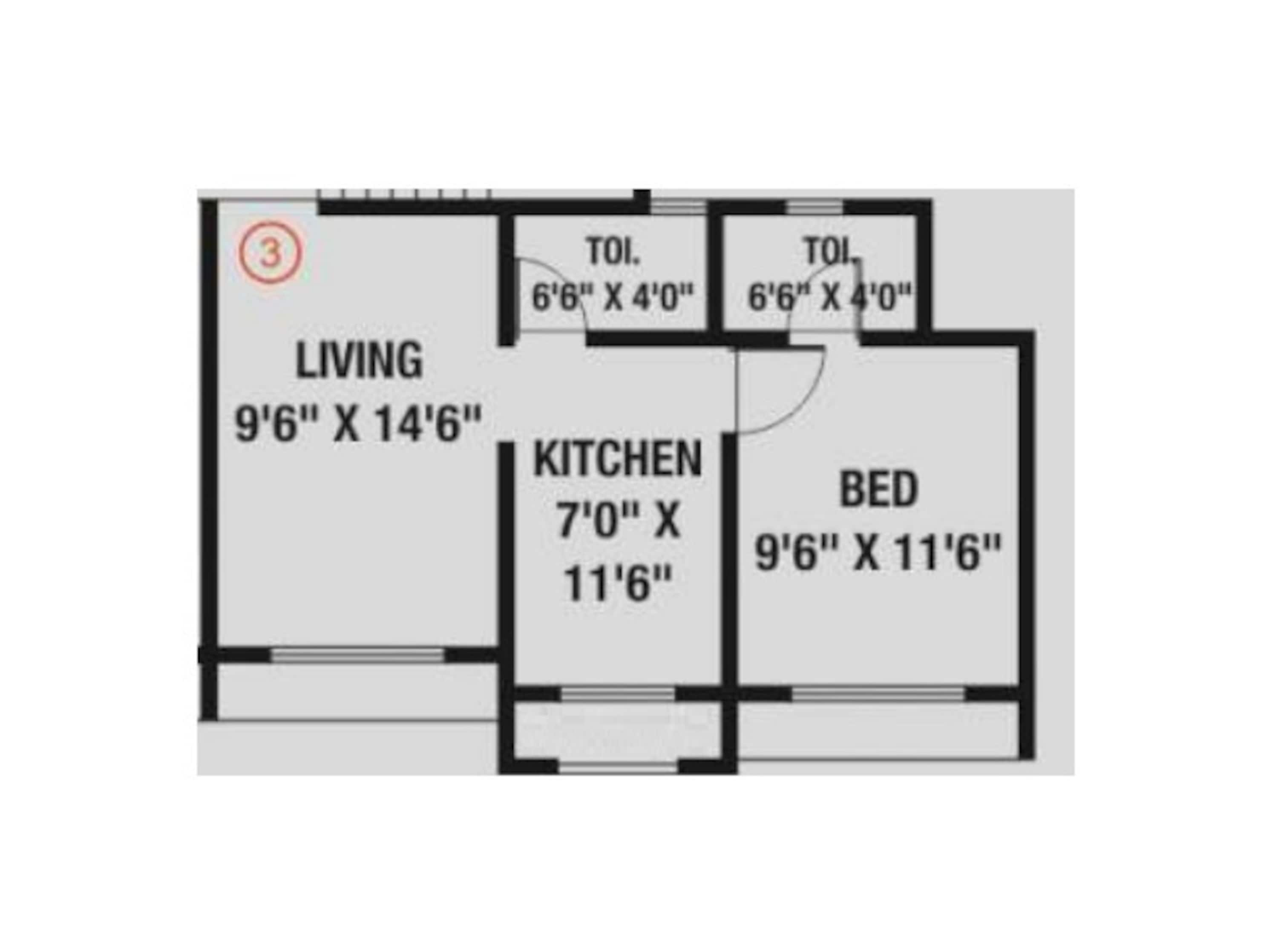 1 BHK 356 Sq. Ft. Apartment in RNA Platinum City