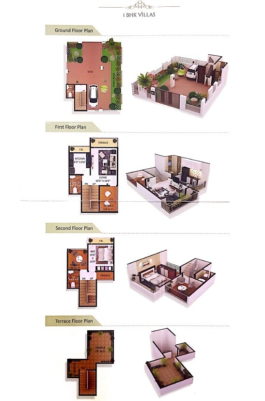 Floor plan of 1 BHK 447 Sq. Ft. Villa in Roman Residency, Palghar