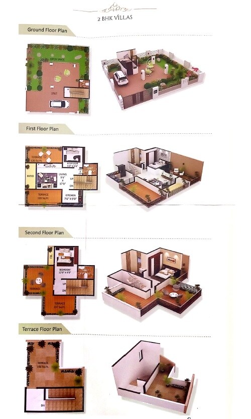Floor plan of 2 BHK 569 Sq. Ft. Villa in Roman Residency, Palghar