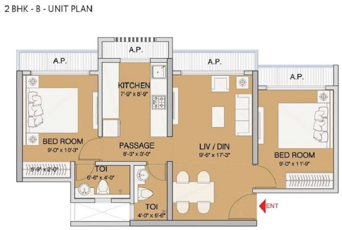  2 BHK Apartment at Ruparel Sereno, Vasai East – for Sale
