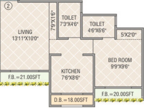 Floor plan of 1 BHK 420 Sq. Ft. Apartment in S R Anand Kirti Tower, Palghar