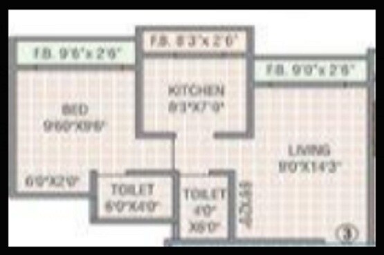 Floor plan of 1 BHK 452 Sq. Ft. Apartment in S R Surya Kriti Tower, Palghar