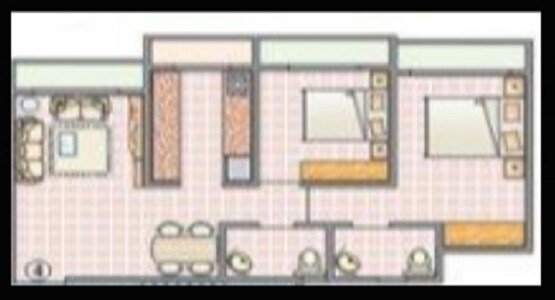 Floor plan of 2 BHK 550 Sq. Ft. Apartment in S R Surya Kriti Tower, Palghar