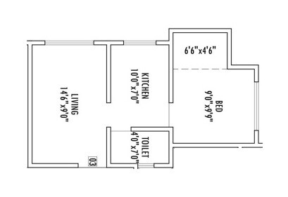 Floor plan of 1 BHK 365 Sq. Ft. Apartment in SA Heights, Palghar