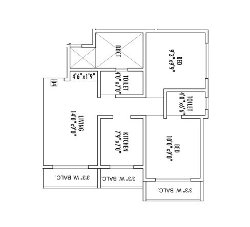 Floor plan of 2 BHK 582 Sq. Ft. Apartment in SA Heights, Palghar