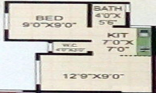 Floor plan of 1 BHK Apartment - 270 sq. ft. in Saakar Laxmi Apartment, Palghar