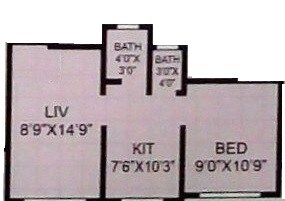 Floor plan of 1 BHK Apartment - 343 sq. ft. in Saakar Laxmi Apartment, Palghar